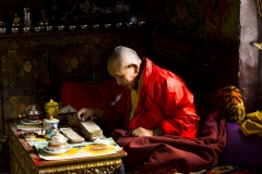 a monk reading holy scriptures