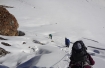 Der überaus steile Abstieg auf dem Gletscher zwischen Egghorn und SIgnalhorn auf den Ochsentaler Gletscher