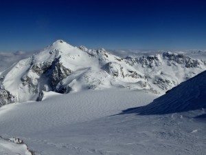 Ausblick vom Tschima da Flix - Vadret (Gletscher) Calderas und Piz Calderas