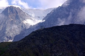 Caben du Vélan und der obere Gletscherabbruch des Glacier du Tseudet am Mont VéLan.